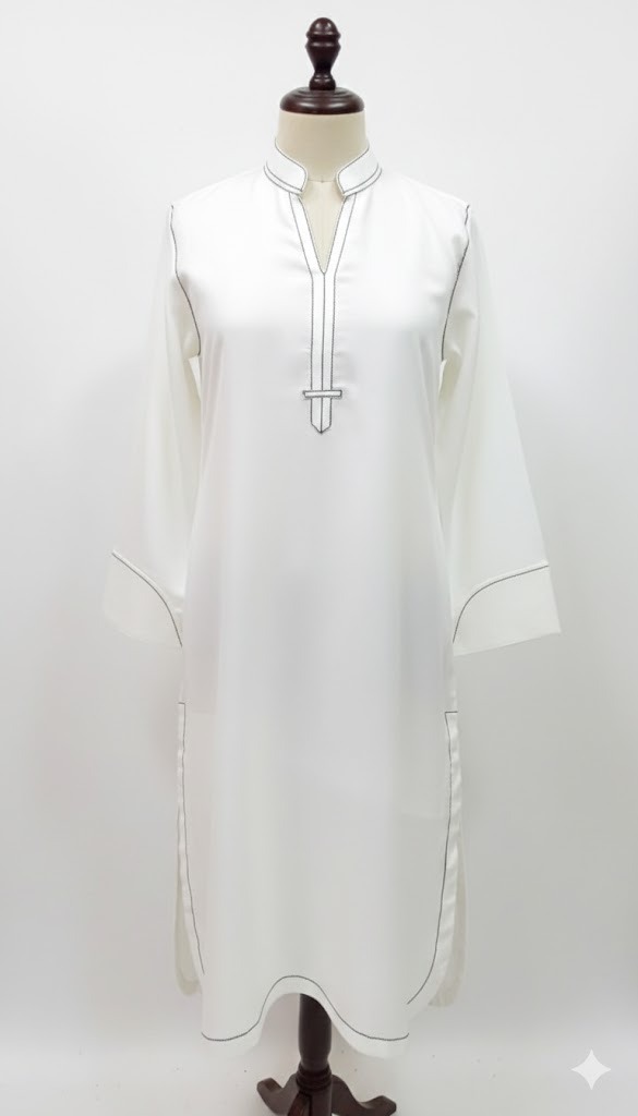 WhatsApp Image 2026-02-01 at 1.03.33 AM (1) Elegant White Kameez with Black Stitch Detailing