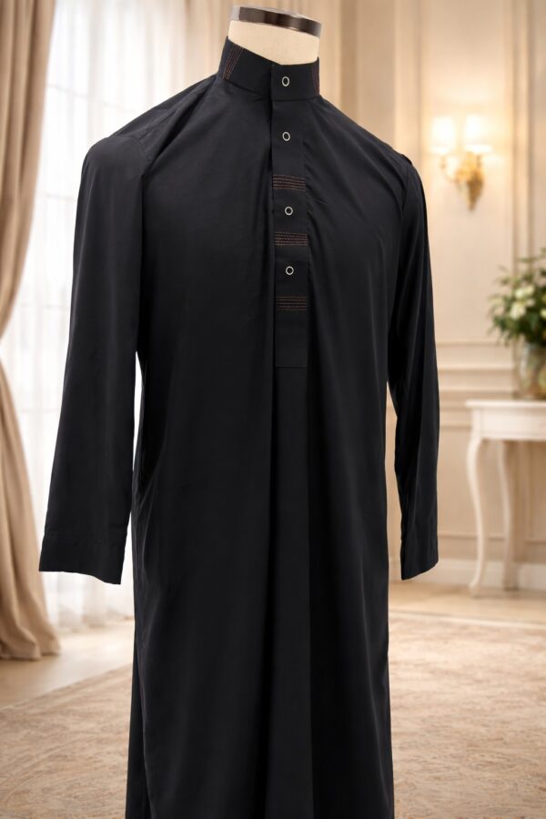 WhatsApp Image 2026-02-01 at 12.44.30 AM (1) Men’s Classic Thobe – Premium Wash & Wear Fabric | Black