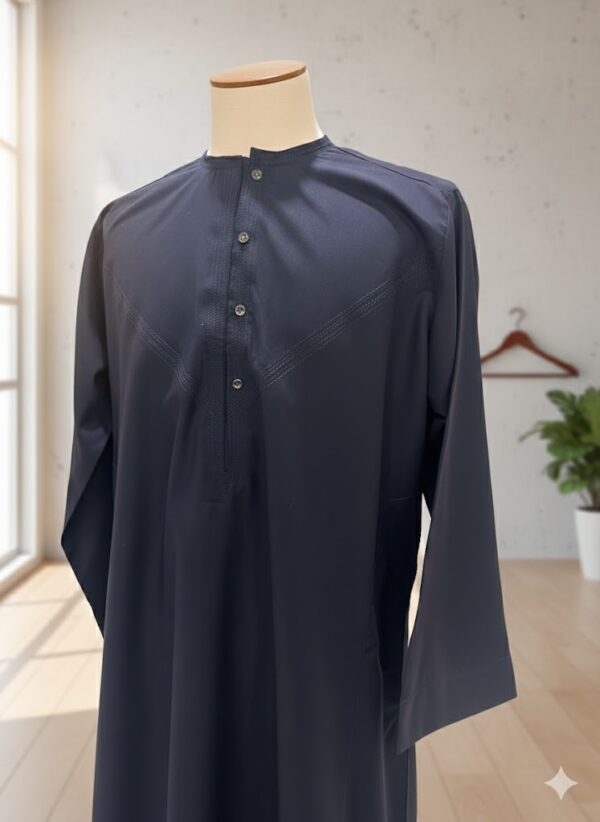 WhatsApp Image 2026-02-01 at 12.44.30 AM Men’s Classic Thobe – Premium Wash & Wear Fabric | Navy Blue