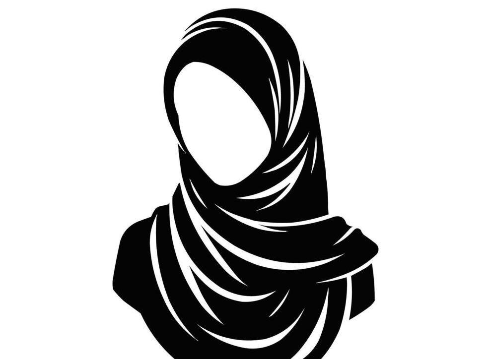 muslim girl hijab icon illustration silhouette free vector