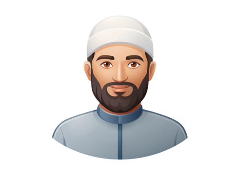 pngtree smiling digital avatar of a muslim man with beard traditional attire png image 14313953