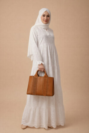 03 Elegant White Eyelet Embroidered Tiered Maxi Dress