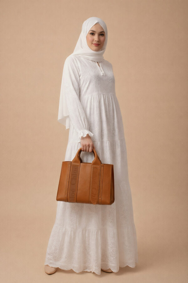 03 Elegant White Eyelet Embroidered Tiered Maxi Dress