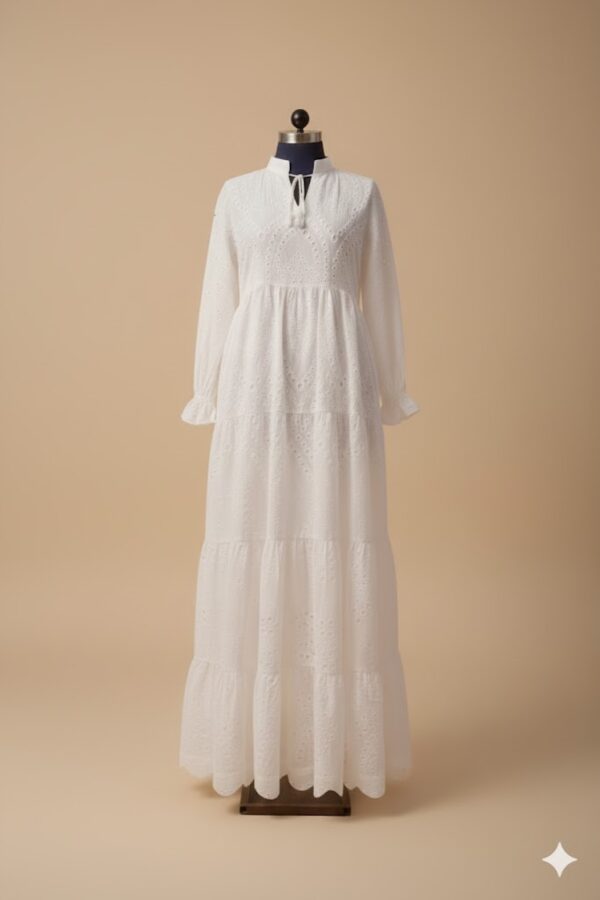 WhatsApp Image 2026-02-01 at 3.15.09 AM (1) Elegant White Eyelet Embroidered Tiered Maxi Dress
