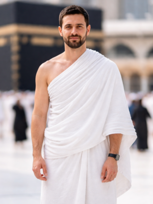 Ihram (Ahram / Ehram) Set for Hajj & Umrah – 2-Piece White Cotton for Men